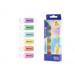 Confezione da 6 mini evidenziatori pastello Bismark - Punta fine - Inchiostro ad asciugatura rapida - Ideale per sottolineare ed evidenziare - Colori assortiti