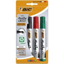 Bic Marking 2300 Confezione da 4 Pennarelli Indelebili - Punta a Scalpello - Inchiostro a Base Alcool - Ecologici - Colori Assortiti