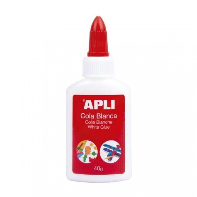 Colla bianca liquida Apli 40g - Applicatore a punta - Senza solventi e non tossico - Adatto per uso scolastico