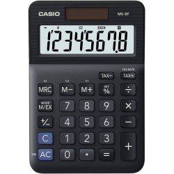 Calcolatrice da tavolo Basic Casio MS-8F - Schermo LCD a 8 cifre - Solare e batterie - Colore nero