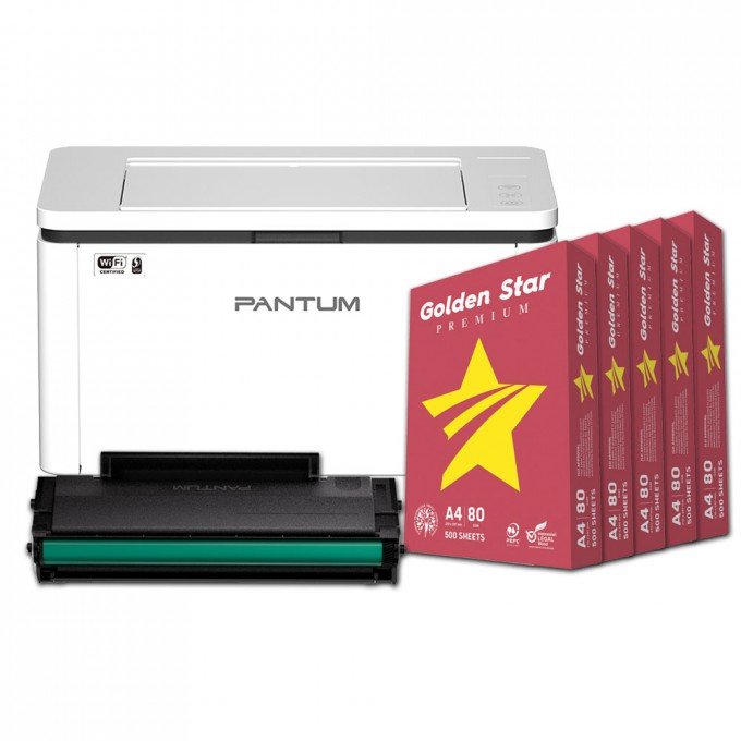 Stampante Pantum Laser BP2300W + Toner Originale TL-A2310H da 1.600 copie + 5 Risme Di carta A4 80 Gr