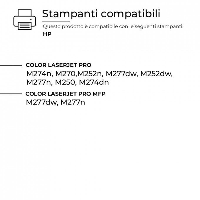 5 Toner HP AI-CF400-3X 201X Nero + Colore Compatibili