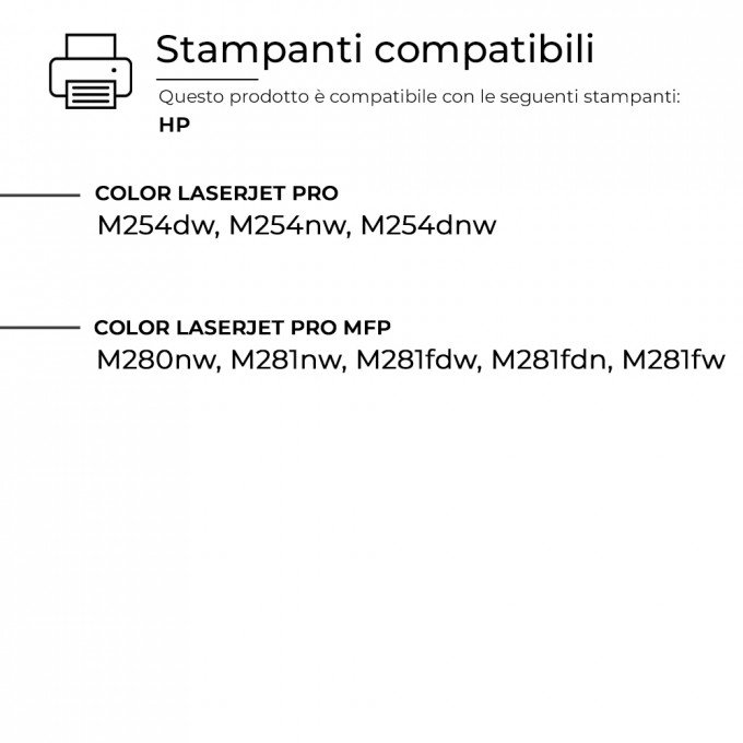 5 Toner HP CF540-3X 203X Nero + Colore Compatibili 