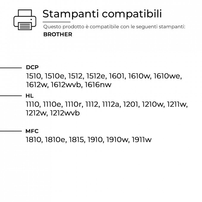 Tamburo Drum Brother DR1000 Nero Compatibile