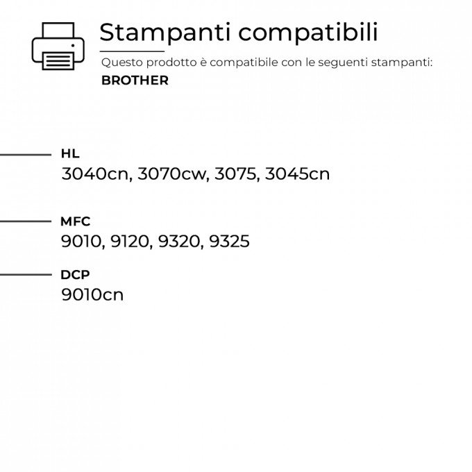 Tamburo per Brother DR-230-BK Nero Compatibile con TN-230BK