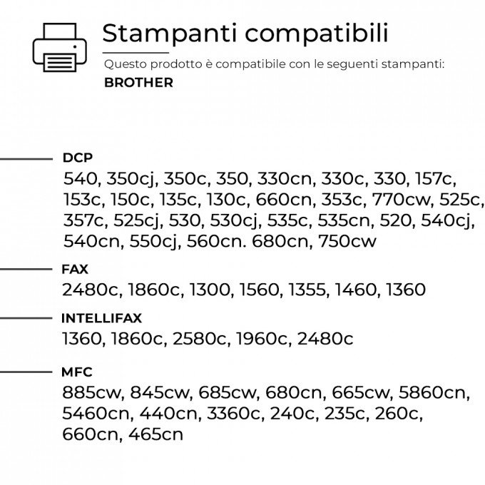 5 Cartucce Brother LC-1000Bk LC-970BK Nero Compatibili