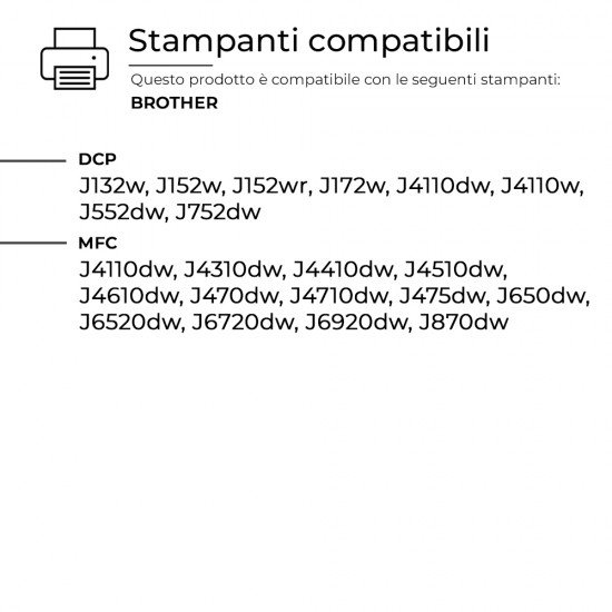 10 Cartucce Brother LC-123-BK LC121 Nero Compatibili