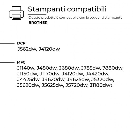 10 Cartucce Brother LC223  LC-223 Nero + Colore Compatibili