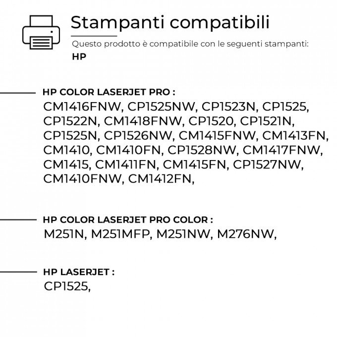 4 Toner HP CB540A-CE320-CF210X Nero + Colore Rigenerato