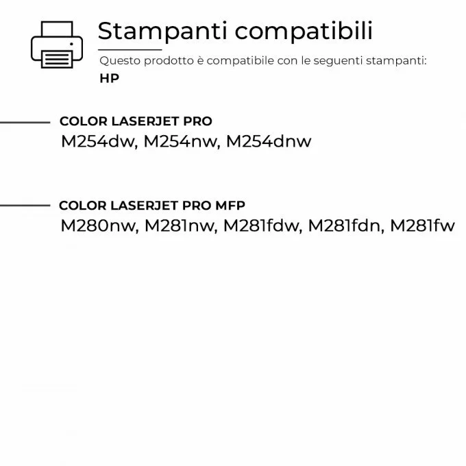 4 Toner HP CF540-3X 203X Nero + Colore Compatibili