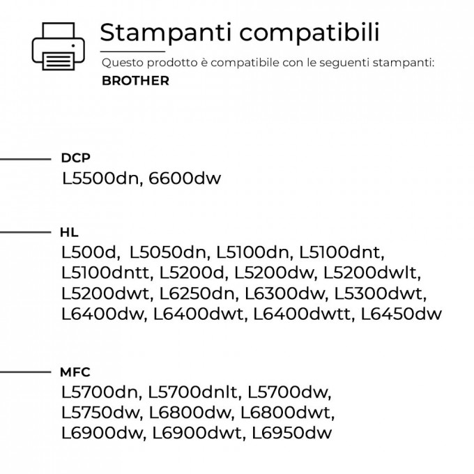 2 Toner Brother TN-3480 Nero Compatibile