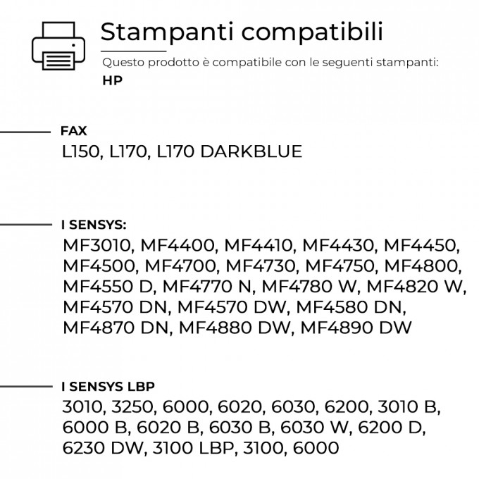 2 Toner Canon CE285A-CE278A-CB435A-CB436A Nero Compatibile