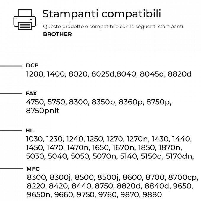 Toner per Brother TN-6600 6300 7600 3030 Nero Alphaink Compatibile