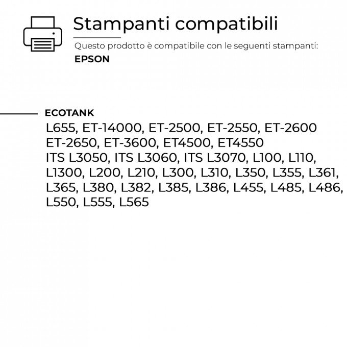 Flacone d'Inchiostro Epson EcoTank T6641 C13T664140 Nero Compatibile