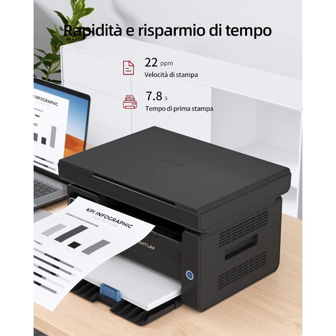 Stampante Pantum M6500W con WiFi, Scanner Piano