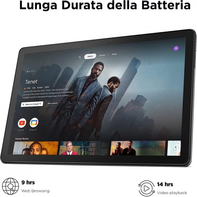 Lenovo Tab M10 Terza Generazione, Display 10.1" Full HD, WI-FI, RAM 4GB, Memoria 64GB, Tablet Android 12, Grigio (Storm Grey)