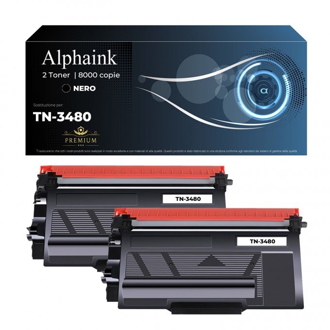 2 Toner Brother TN-3480 Nero Compatibile 2 Toner Brother TN-3480 Nero Compatibile